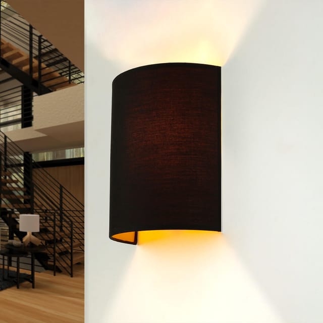 Wandleuchte Alice In Schwarz Mit Stoff Schirm Modern