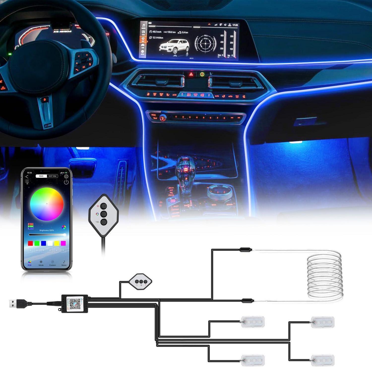 Led Innenbeleuchtung Auto Mit Rgb, App & Musiksteuerung, 4m Lichtleiste