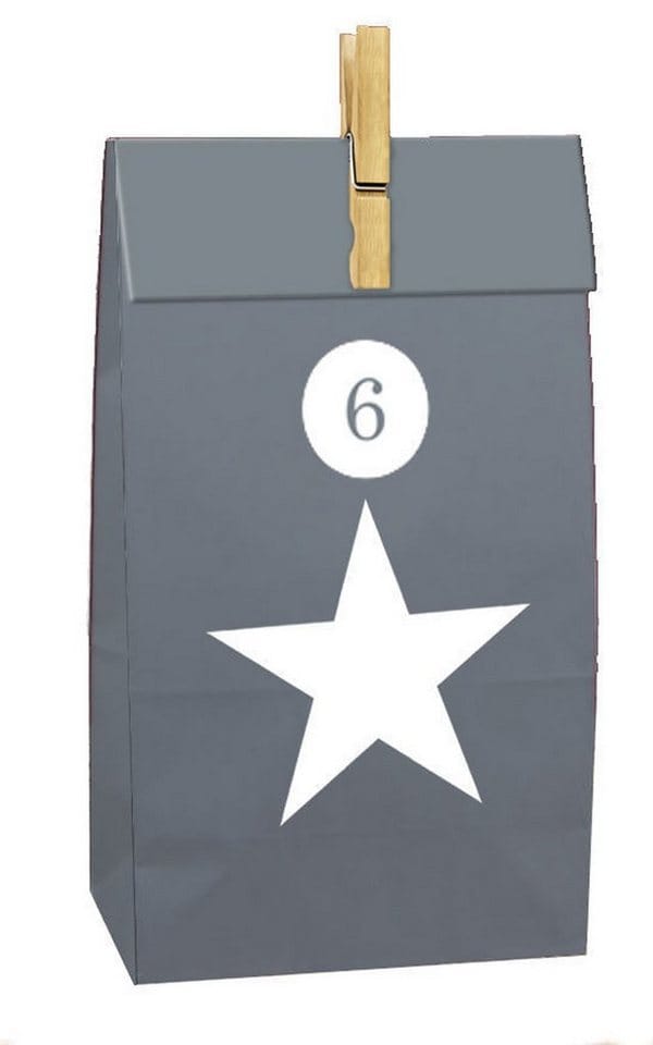 Spetebo - Adventskalender Mit 24 Papiertüten Zum Selber Befüllen - Diy Weihnachts Kalender Mit Stern Motiv