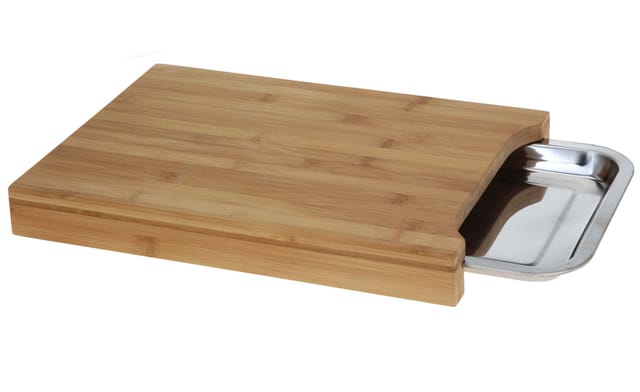 Spetebo - Bambus Schneidbrett Mit Ausziehbarem Tablett - Holz Schneidebrett Küchenbrett