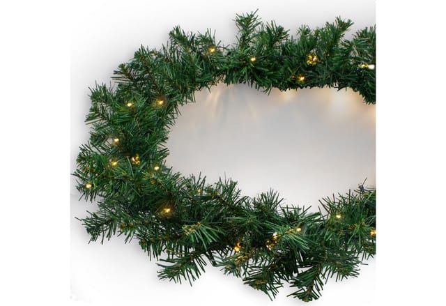 Weihnachts-girlande Mit Lichterkette - 540 Cm / 70 Led - Künstliche Tannen Girlande Warmweiß Beleuchtet