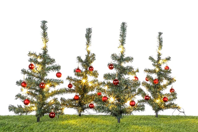 Lichterbäumchen Gartenstecker 45 Cm - 4er Set / 40 Led - Weihnachts Deko Garten Beleuchtung