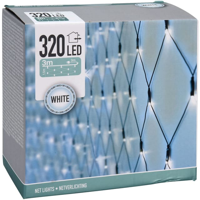 Deko Lichternetz Mit 320 Led - Kalt Weiß - Garten Lichtervorhang 300 X 150 Cm Für Außen Mit Kabel Und Netzstecker