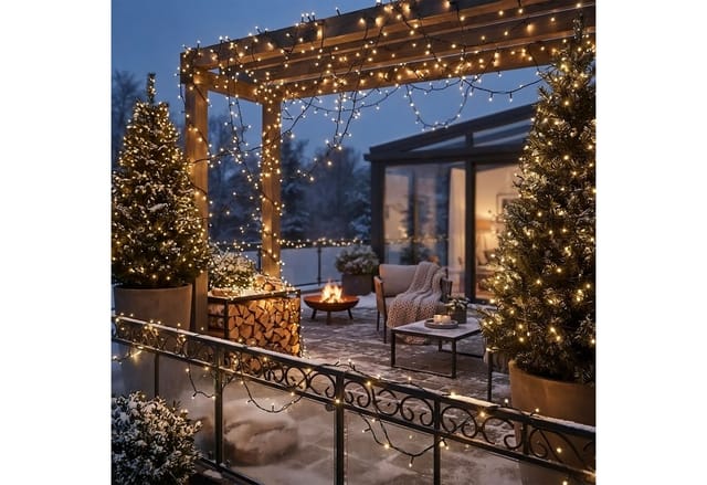 Led Weihnachts Lichterkette Warm Weiß - 24 M / 320 Led - Garten Deko Beleuchtung Mit Netzstecker Strom Betrieben Für Den Außenbereich