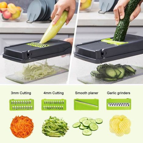 Küchenmandoline – 7 Austauschbare Klingen – Aus Abs Und Edelstahl – Zum Schneiden, Reiben, Tranchieren Und Würfeln Von Gemüse – 16-teiliges Set