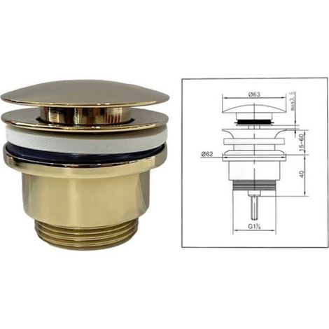 Click-clack-waschtischablaufgarnitur – Universal – Gebürstetes Gold – Für Waschbecken Und Waschtische – Durchmesser 45 Mm