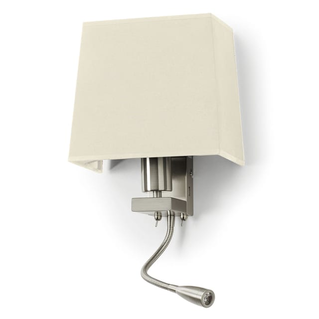 Wandleuchte Lesertilt Firenze Usb E27 60w+led Smd 3w 240lm Cri80 3000k Satin-nickel