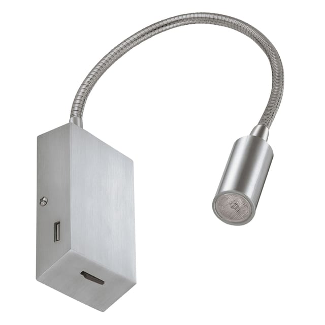 Wandleuchte Lesertilt Leiden Usb Led Smd 3w 240lm Cri80 3000k 35º Satin-nickel