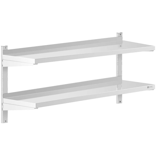 Royal Catering - Wandbord Doppel Wandregal Edelstahl Regal 2 Ablagen Hängeregal 120 X 40 Cm