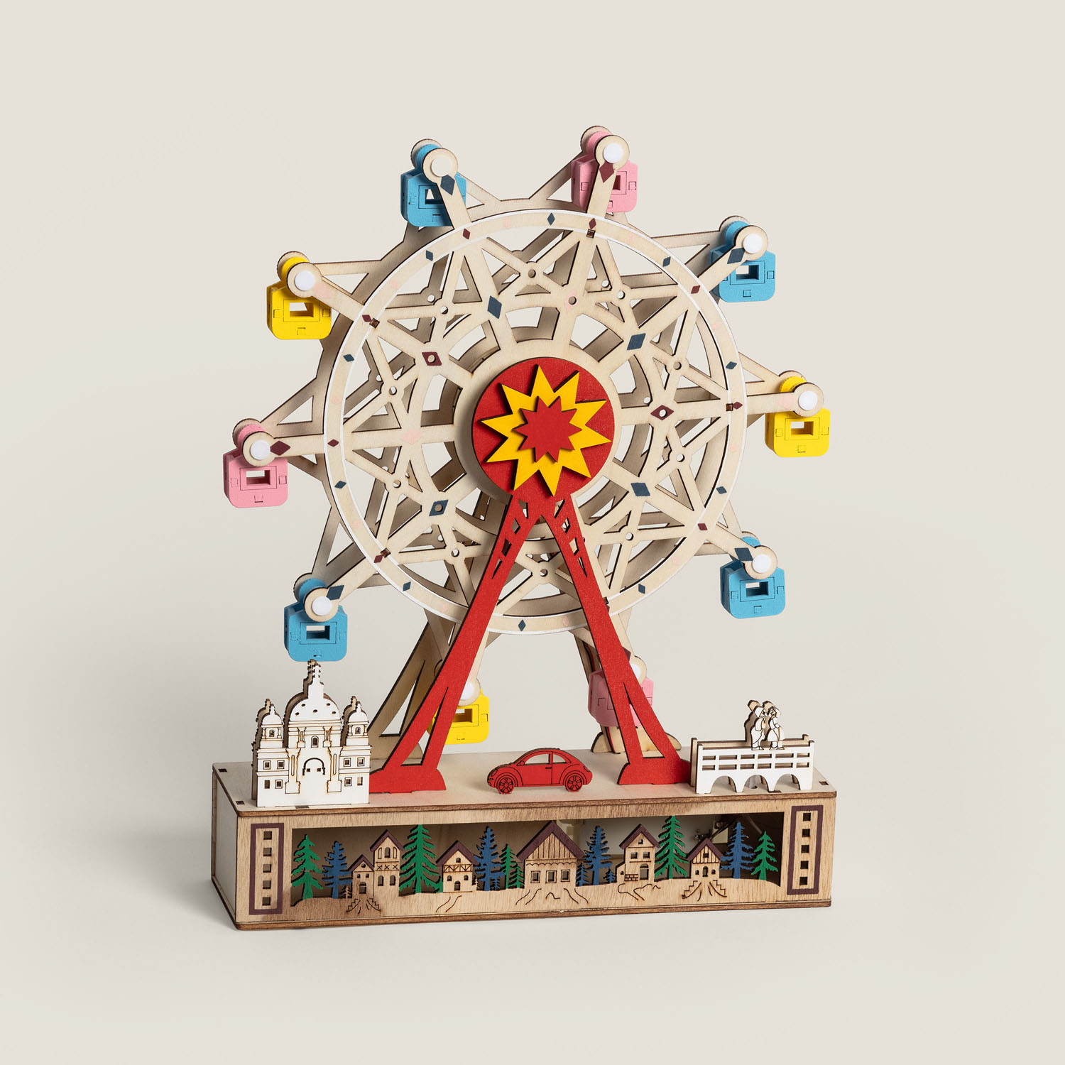 Led Dekoratives Weihnachtskarussell Aus Holz Tivoli Natürlich ↑32 Cm