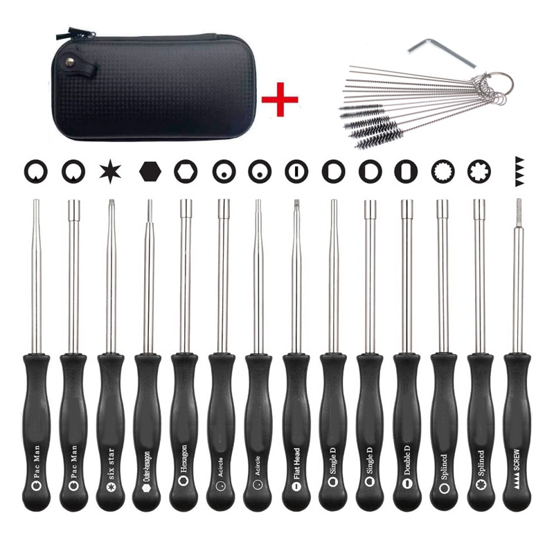 14-teiliges Vergaser-einstellschraubendreher-set Mit Schwarzem Etui Und Bürste, Kompatibel Mit Rasenmähern