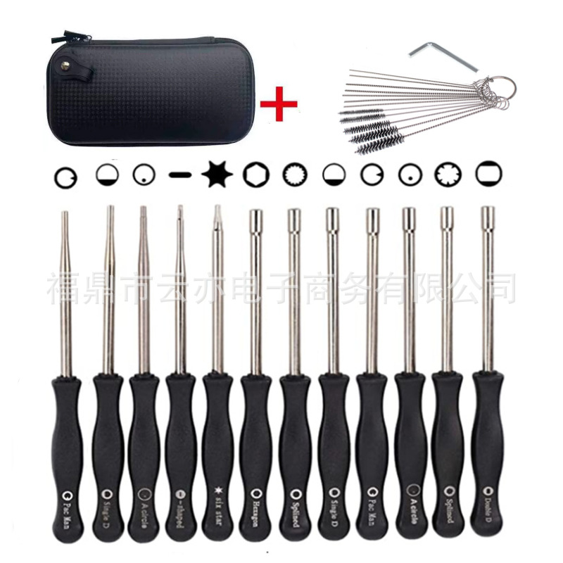 12-teiliges Vergaser-einstellschraubendreher-set Mit Bürste, Schwarzem Koffer, Kompatibel Mit Rasenmähern