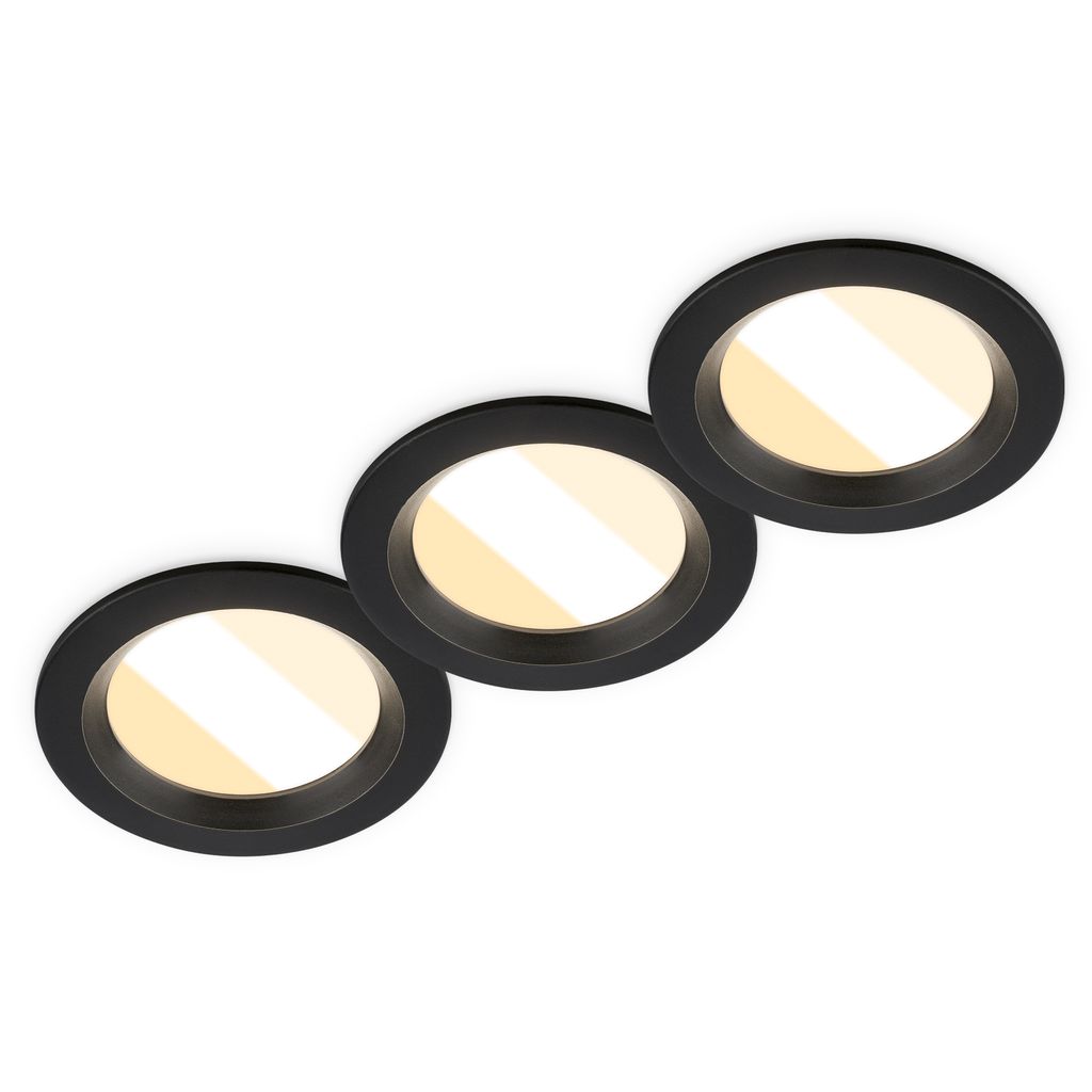 Briloner 3er Set Led Einbauleuchten Cct Ø8,6x3,2 Cm 3x3,5w 3x450lm 2700k-4000k Warmweiß-neutralweiß Ip65 Schwarz - Einbaustrahler Badezimmer