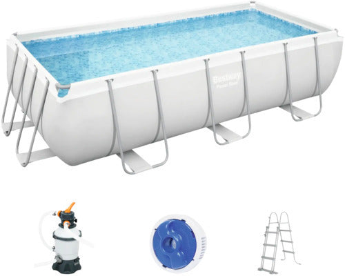 [neuwertig] B-ware Bestway Aufstellpool Framepool Gartenpool 404x201x100cm Grau Inkl Filter Leiter