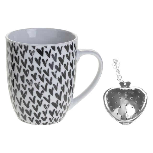 Secret De Gourmet - Amor Porzellan Teebecher 360 Ml Schwarze Herzen
