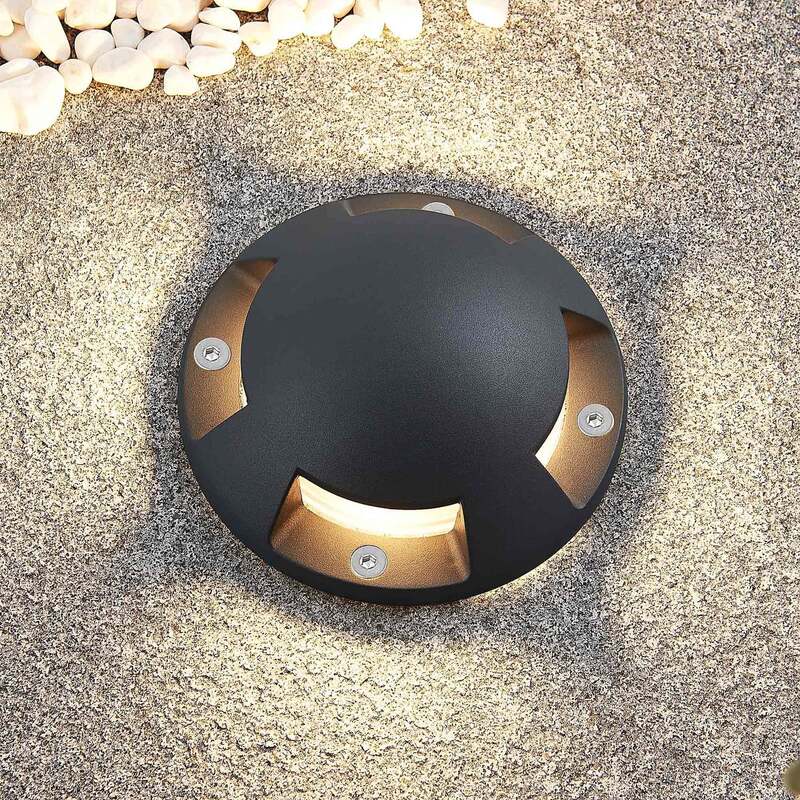 [neuwertig] B-ware Lindby Led-bodenstrahler Huban Gartenleuchte Anthrazit 4-flammig Ip67 15cm