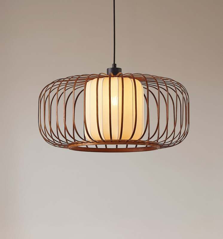 [neuwertig] B-ware Lindby Pendelleuchte Hängeleuchte Davella Led Lampe Dimmbar Bambus Ø50cm Natur