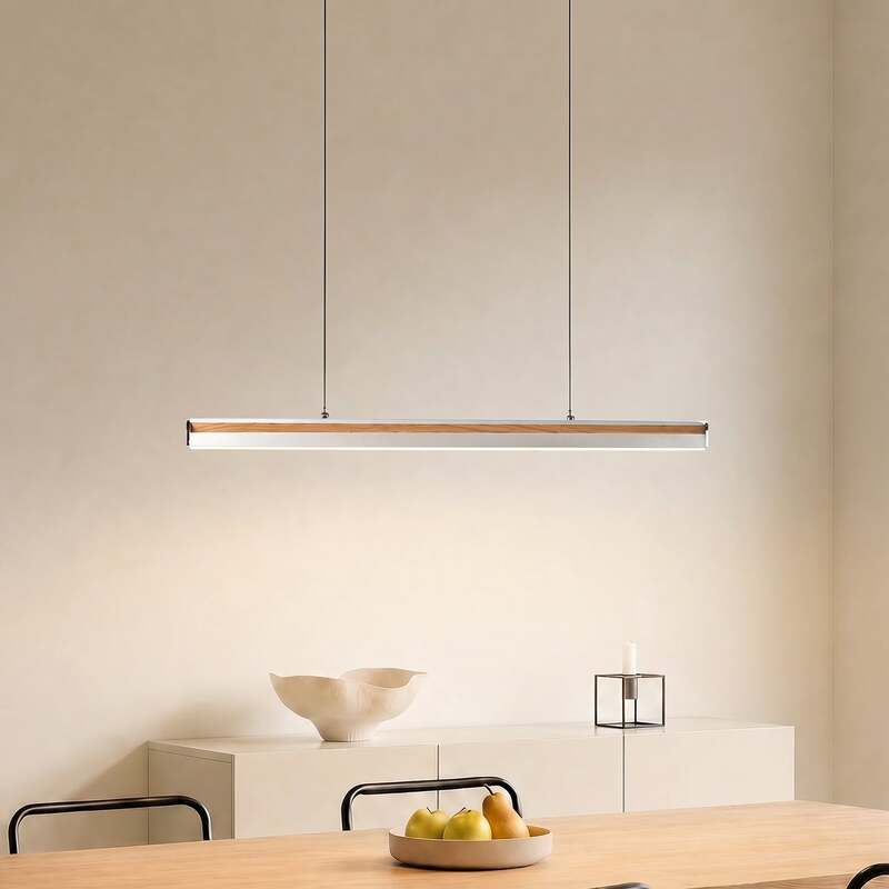 [neuwertig] B-ware Lucande Hängeleuchte Pendelleuchte Lutana Led Dimmbar Rosegold Holz 101cm