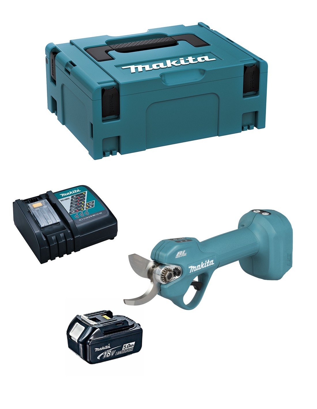 Astschere Makita Dup181rt1j (1 X 5,0 Ah + Dc18rc + Makpac 2)