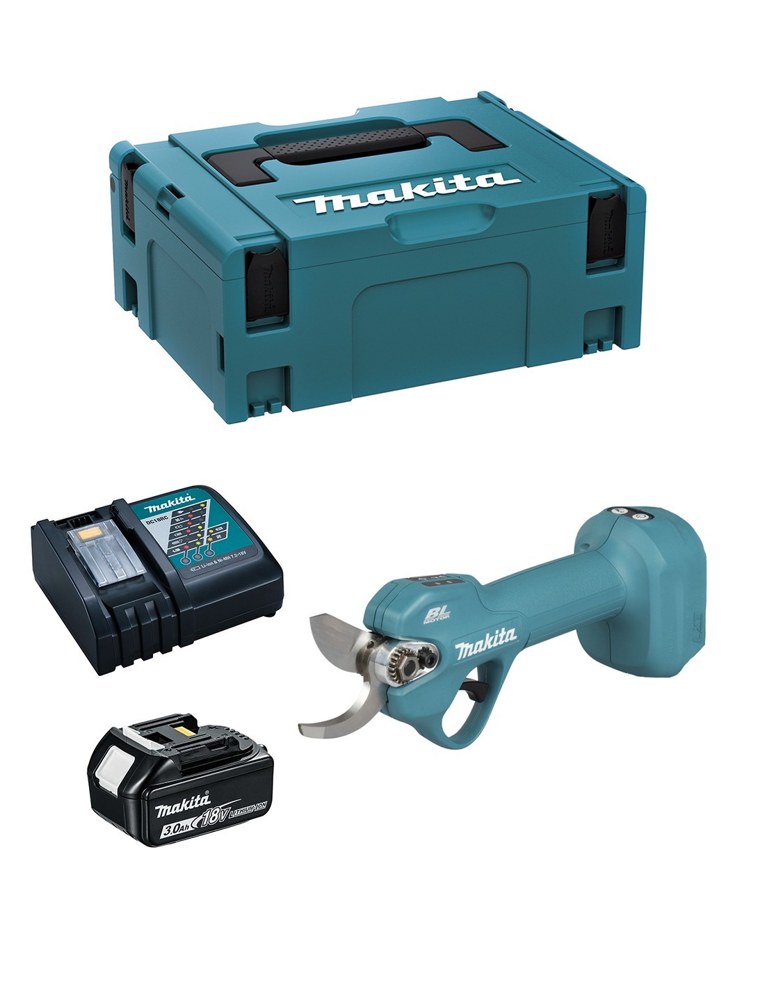 Astschere Makita Dup181rf1j (1 X 3,0 Ah + Dc18rc + Makpac 2)