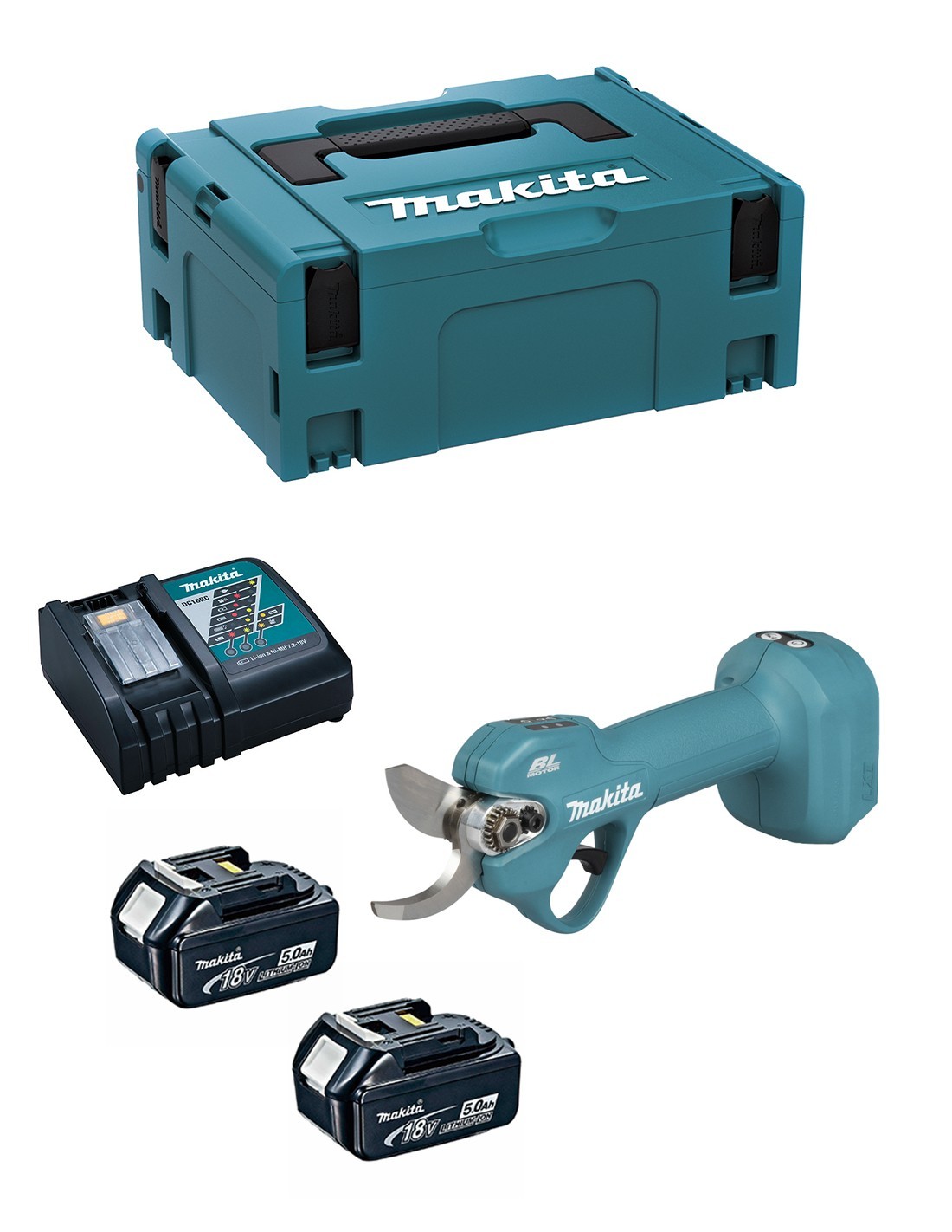 Astschere Makita Dup181rtj (2 X 5,0 Ah + Dc18rc + Makpac 2)