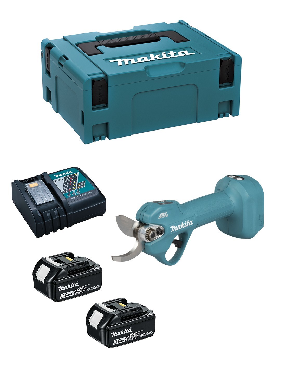 Astschere Makita Dup181rfj (2 X 3,0 Ah + Dc18rc + Makpac 2)