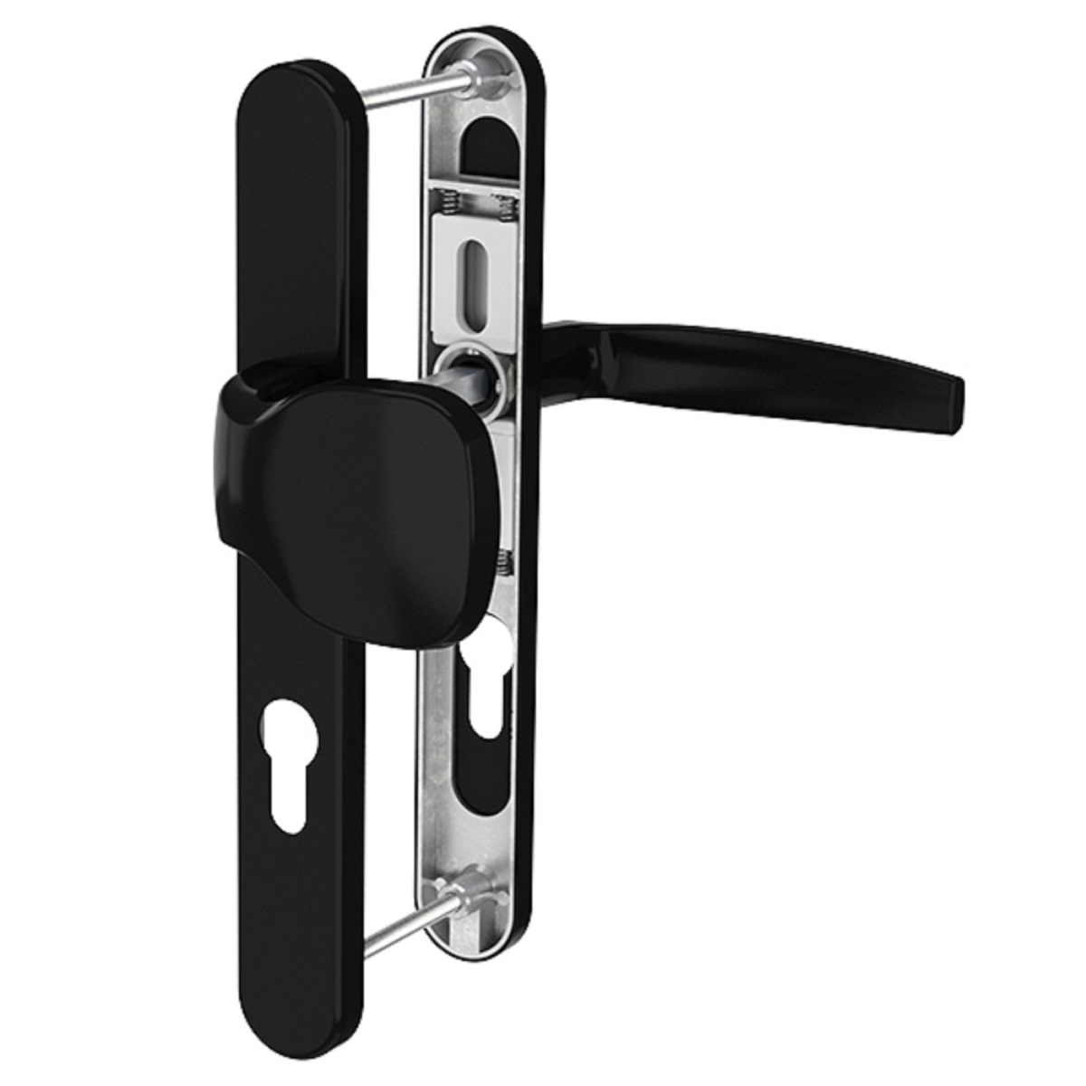 Wechselgarnitur Schmalrahmengarnitur 92mm Schutzbeschlag Schwarz Langschild Knopf/drücker 71-86mm Nein