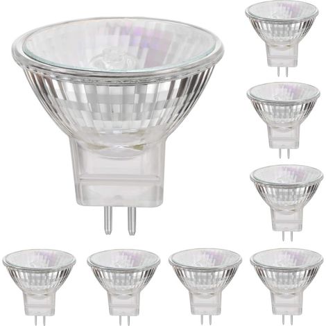 (8 Stück) Mr11-halogenlampen, 12 V, 35 W, Gu4-strahler, Bi-pin-sockel, Dimmbare Glasabdeckung, 35 Mm Durchmesser, Warmweiß 2800 K [energieklasse G]