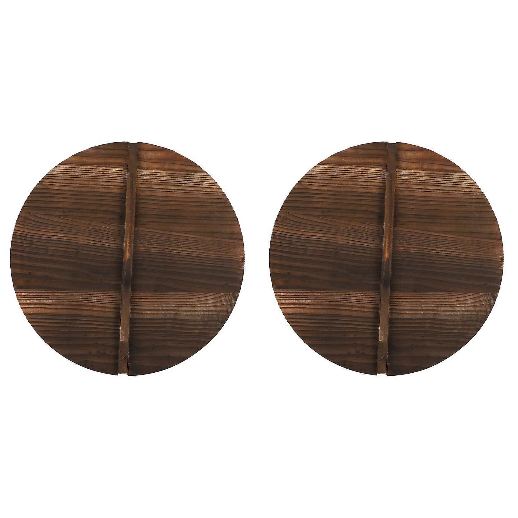 Lot De 2 Couvercles De Casseroles Multifonctionnels En Bois Avec Poignée, Écologiques Et Anti-brûlures, 40 Cm.