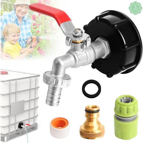1/2" Ibc-adapter – Regenwasserrückgewinnungshahnanschluss, 1000l S60x6 Tank