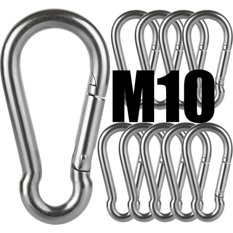 10 Stück Befestigungskarabiner Für Schwere Beanspruchung, Sport, Hunde, Schaukelhängematte, 304 Edelstahl, 8 Mm Dicke
