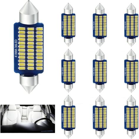 10 Stück Led-auto-innenraumleuchte, 41 Mm, Led-auto-innenbeleuchtung, Superhelle 12 V Weiße Glühbirnen, Universeller Ersatz Für Deckenleuchte, Kartenbeleuchtung, Kofferraum, Armaturenbrett