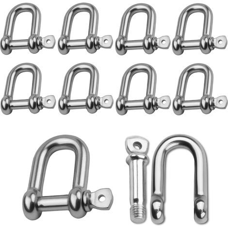 10 Stück M6 Schäkel 304 Edelstahl Schäkel, Hebeschäkel Mit D-ring, Für Marine Und Befestigung, Korrosionsbeständigkeit, Sichere Verbindung