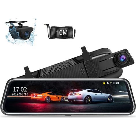 10-zoll-dashcam-rückspiegel, Fhd 1080p, Dashcam, Auto-rückspiegel, Touchscreen, Dashcam, Auto Vorne Und Hinten, Mit Rückfahrkamera, Ip68 Wasserdicht, Wdr-nachtsicht, 170° Weitwinkel, 10 M Kabel