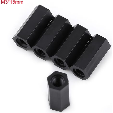 100 Stück Schwarze Pa66-abstandshalter Mit M3-innengewinde X Sechskantgewinde (m3x15)