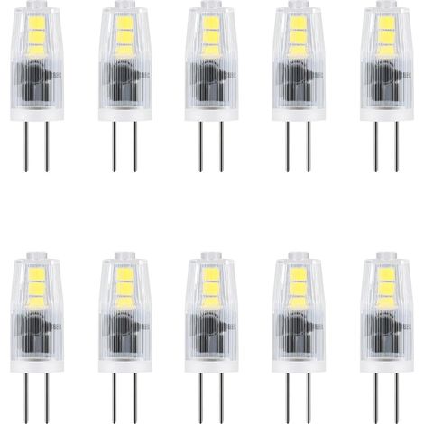 10er-pack G4-led-glühbirne, 2 W, Für Kronleuchter, Wohnzimmer, Schlafzimmer, Flur, 12 V Ac/dc, Kaltweiß 6000 K, Energiesparend