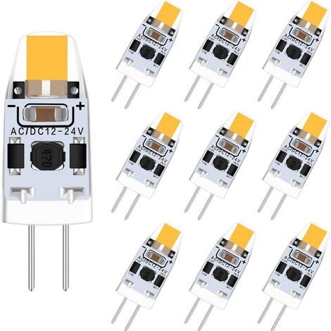 12 V G4 Led Warmweißes 3000 K Licht, Dimmbare G4 Led-glühbirne, 2 W Led-glühbirne, Ersatz G4 15 W 20 W Halogenlampe, Ac/dc 12–24 V, 10 Stück