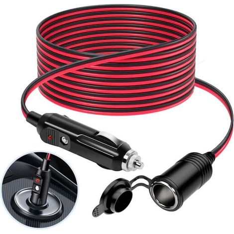 12v/24v Zigarettenanzünder-verlängerungskabel, Autoladegerät, Wasserdichte Steckdose 16 Awg Mit 15a-sicherung Für Motorrad, Boot, Lkw – Kzq