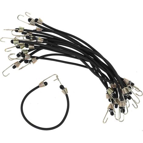 15 Stück Kleine Bungee-bungee-bungee-bungees Mit Haken, 22,9 Cm Mit Edelstahl-haken, Mini-bungee-gummibänder Für Camping, Zelte, Motorrad-plane, Fracht (schwarz)