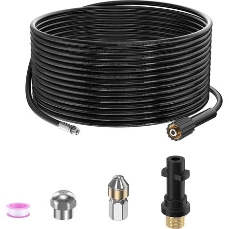 15 M Rohr-entstopfungsschlauch Für Kärcher K2 K3 K4 K5 K6 K7 Hd Hds Hochdruckreiniger, 180 Bar Ferret Professional Kit Mit Strahl Und Rotierender Düse Und Adaptern Für Lavor Parkside Und Bosch
