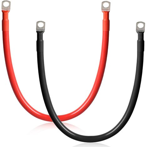 2 Stück Autobatteriekabel M8 50 Cm Kabel 25 Mm² Batteriekabel 12 V/24 V Mit Ringkabelschuhen Für Solar-motorrad-auto-massebatteriekabel, Schwarz + Rot