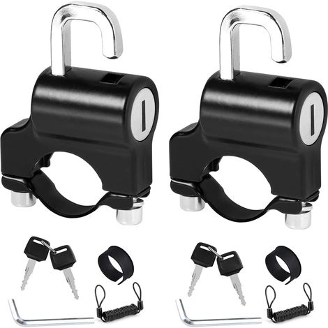 2 Stück Schwarzes Motorrad-helmschloss, Anti-diebstahl-lenker-helmschloss, Universal-helmschloss Mit Schlüsseln, Anti-diebstahl-helmschloss, Geeignet Für 22-mm-24-mm-motorradlenker