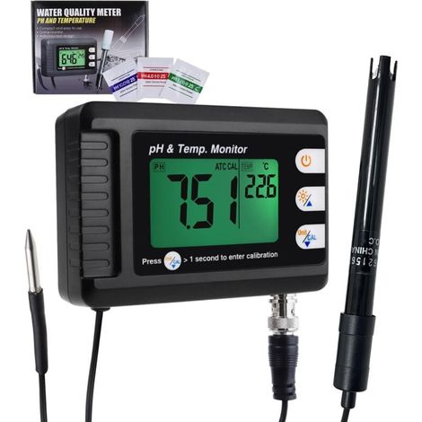 2-in-1 Ph- Und Temperaturtester, Selbstkalibrierte Bnc-sonde 0–14 Ph Für Hydrokultur-ph-messgerät Für Aquarium, Wasserlabor, Lebensmittel Und Trinkwasser Xxw