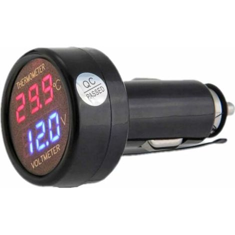 2-in-1-voltmeter Und Thermometer, Digitaler Autobatterie-spannungs- Und Temperaturanzeige-monitor-tester, Dc 12 V, 24 V