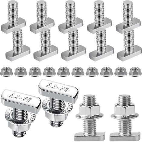 20-teiliges T-bolzen-set, M8 X 20 Mm, T-nut-einsteckschraube, Hammerkopfschrauben, T-förmige Gleitschraube Für Aluminium-extrusionsprofile, Photovoltaik-solarmontage