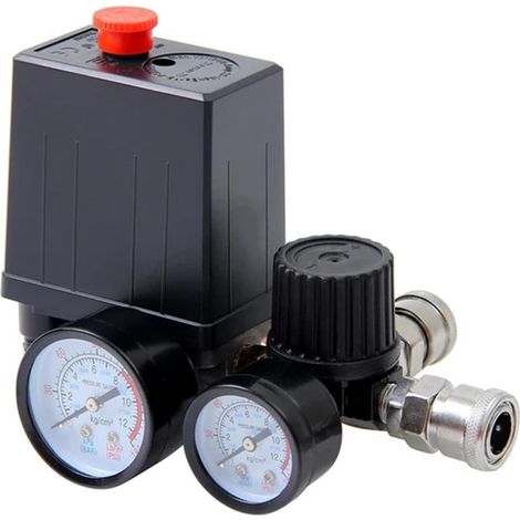 220 V/380 V Kompressor-druckschalter, 4-port-regler, Luftpumpen-druckschalter, 0–180 Psi Luftpumpenventil Mit Manometer (220 V)