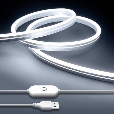 2m Kaltweißer Led-streifen, 5v Usb-neon-dimmbarer Led-streifen, Ip65 Wasserdichter, Schneidbarer, Flexibler Lichtstreifen Für Den Innenbereich, Zuhause, Küche, Schlafzimmer, Party, Bar, Außendekoratio