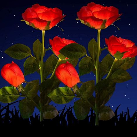 2er-pack Solar-gartenleuchten, Dekorative Wasserdichte 2-v-solar-gartenleuchten Für Den Außenbereich Mit Rosen-leds Für Garten, Rasen, Feld, Weg Und Anregung (rosenrot) – Fei Yu