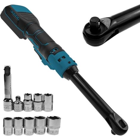 3/8 Zoll Verlängerter Akku-ratschenschlüssel Für 18-v-makita-akku, 6,3 Zoll Verlängerter Kopf, 320 U/min, 80 Nm, Elektrisches Ratschenschlüssel-set Mit Led-licht Und 8 Stecknüssen
