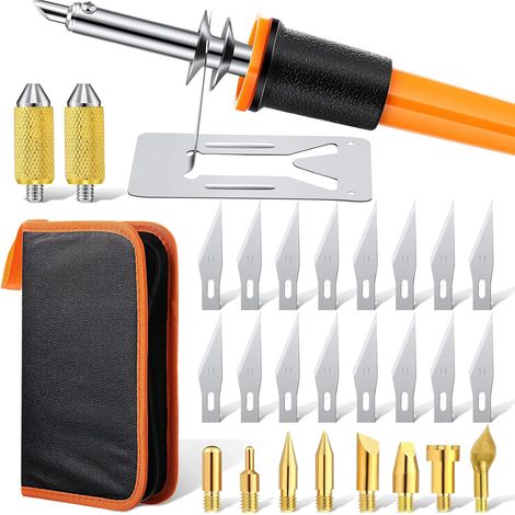 30 Stück Elektrische Heißmesser-schneidwerkzeuge, Mehrzweckmesser, Holzmodell, Messerbrennwerkzeug Mit 2 Metallhaltern, 16 Klingen, 2 Spannfuttergriffen